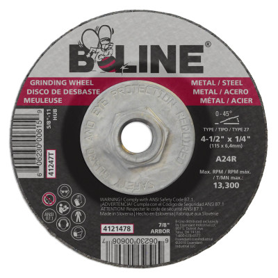  4-1/2 X 1/4 B-LINE T27 GRINDING WHEEL A24R 5/8-1